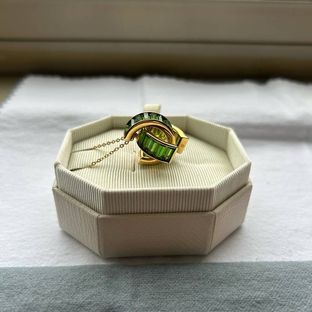 Swarovski Matrix Pendant, Green & Gold Plated!